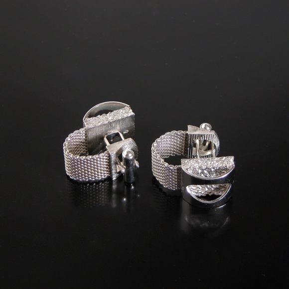 Vintage SWANK Wrap Around Lt Blue Stone Cufflinks - Picture 4 of 4